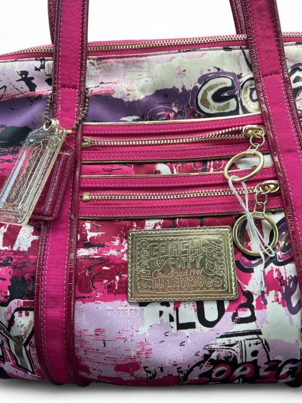 Y2K Coach PINK GRAFFITI GLAM Tote Bag Purse 14987 - Picture 3 of 6